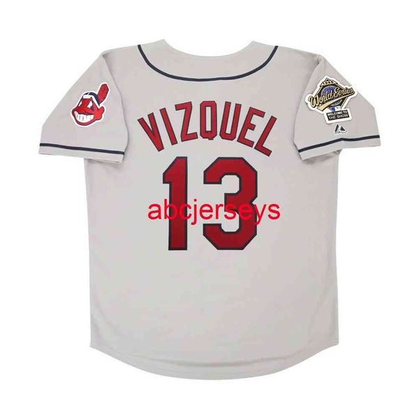 

stitched custom omar vizquel 1995 world series grey road jersey add name number baseball jersey, Black