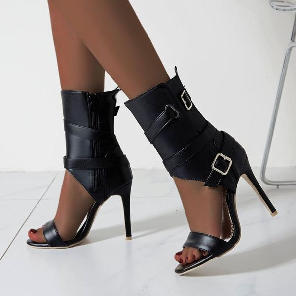 

sorphio brand girl party dress fashion stylish women shoes stiletto heel sandals women open toe solid buckle sandals, Black