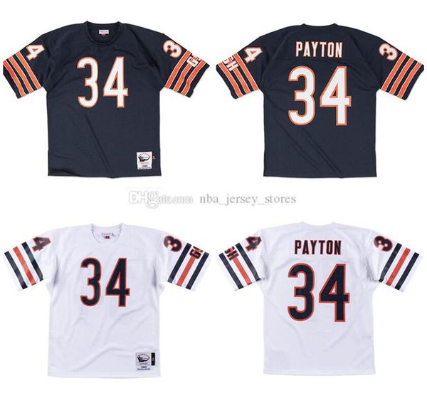 

stitched football jersey 34 walter payton 1985 mitchell & ness retro rugby jerseys, Black;red
