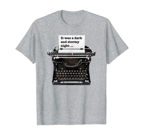 

vintage typewriter it was a dark and stormy night t-shirt, White;black