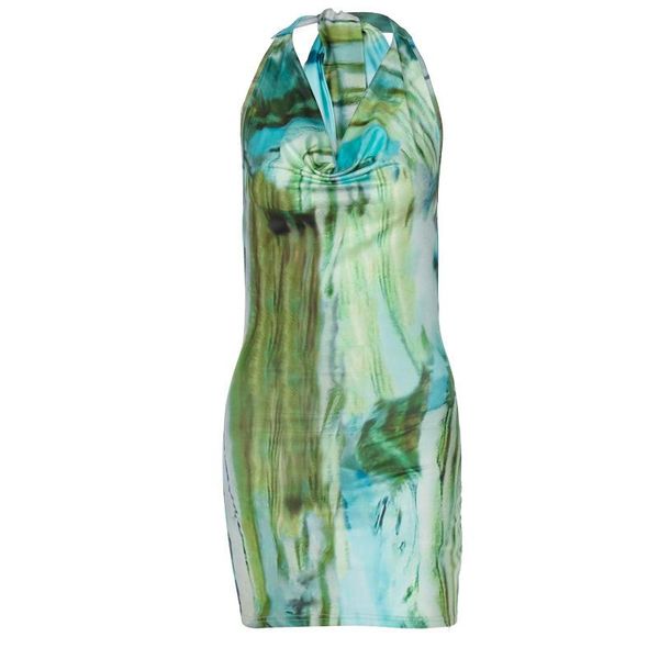 

casual dresses mini dress women 2021 autumn fashion print backless sleeveless nightclub high street rm*, Black;gray