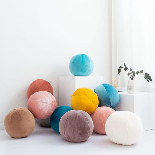 

nordic velvet pure color round cushion morning ball home decorative cushion sofa art ball room salon gallery floor pillow