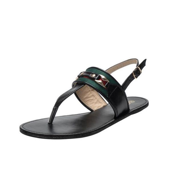 

sandals women summer metal decoration ladies shoes 2021 casual fashion woman beach pu leather female flip flops size37-42, Black