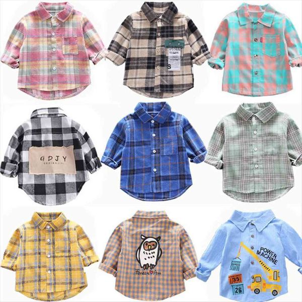 

spring toddler boys shirts kids long sleeve plaid casual fashion girls fall clothes children quality cotton 18m 7y, White;black