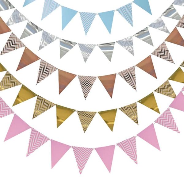 

party decoration 3m 12 marker golden pink cardboard garland banner gift birthday kids room bunting ornament