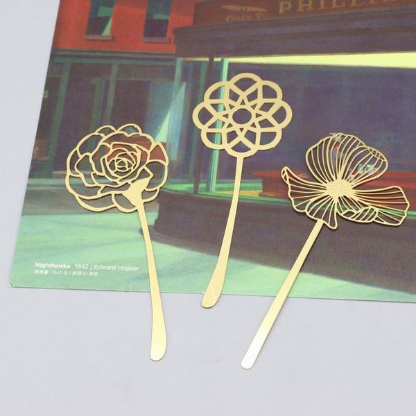 

bookmark 1pcs flower vintage brass thick plant gesang art gift envelope packaging