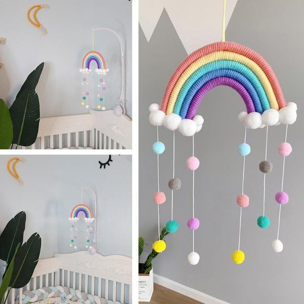 

decorative objects & figurines 1pcs ins hand-woven rainbow tapestry tassel wall hanging jewelry children's room decoration wind chimes