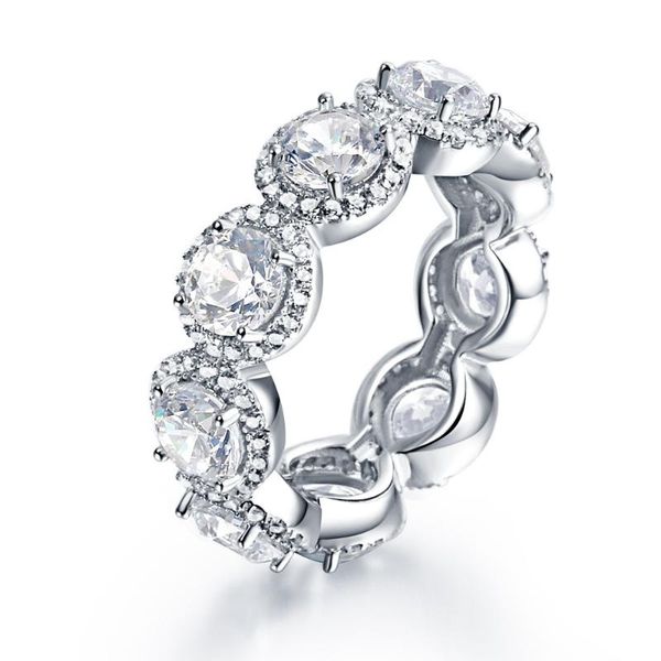 

cluster rings mlkenly classic oval brilliant cut cz engagement band full eternity real silver 925 ring gift for women, Golden;silver