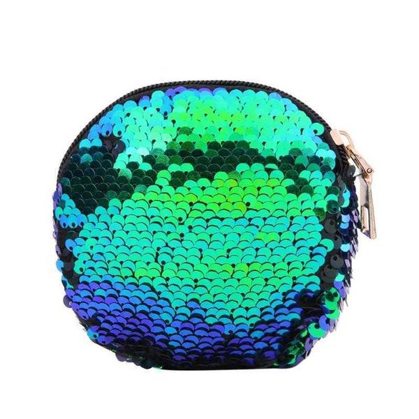 Sequin Bling Coin Double Comples Color Bag EST COOLET WALLET для девочек Кошелек на молнии Круглые наушники Держатель для хранения карт