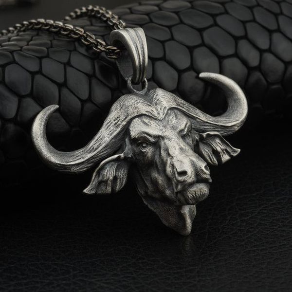 

men's designer tin necklace pure animal ox head pendant hip hop fashion brand sweater 2021 womens mens luxury, Silver