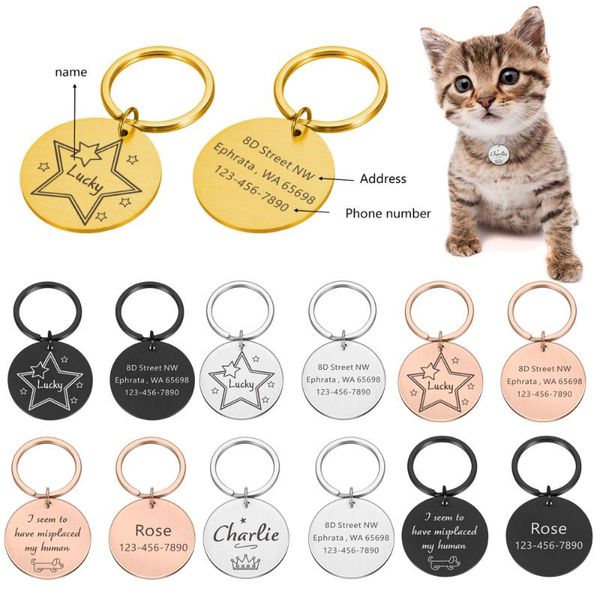 

dog tag,id card personalized pet id tag engraved name for cat puppy address anti-lost collar pendant accessories