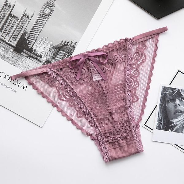 

fashion women lace panties underwear lace briefs s  l transparent bow soft lingerie 1/2 pcs, Black;pink