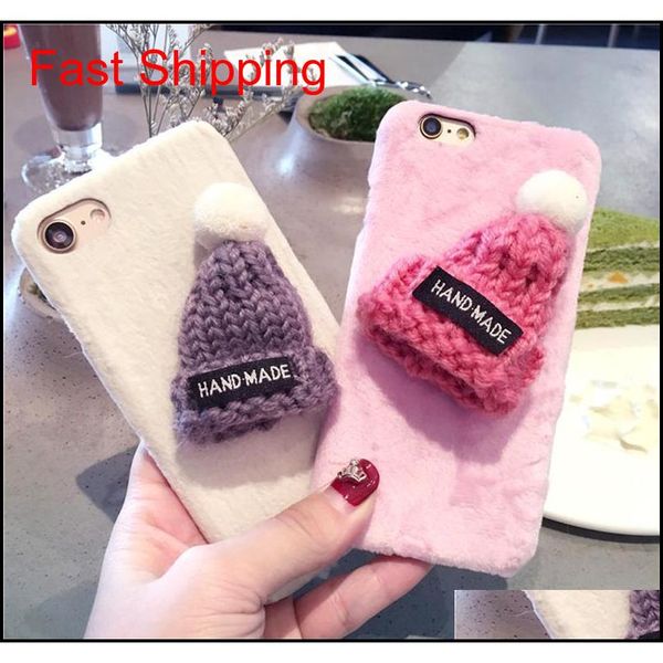 

cute cases for iphone 11 pro max 6 6s 7 8 x plus xr xs max candy fuzzy lovely plush hat warm fur ball knitted jllidq dh_niceshop