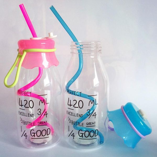 

water bottles 420ml transparent fruit juice drink bottle with lid sport