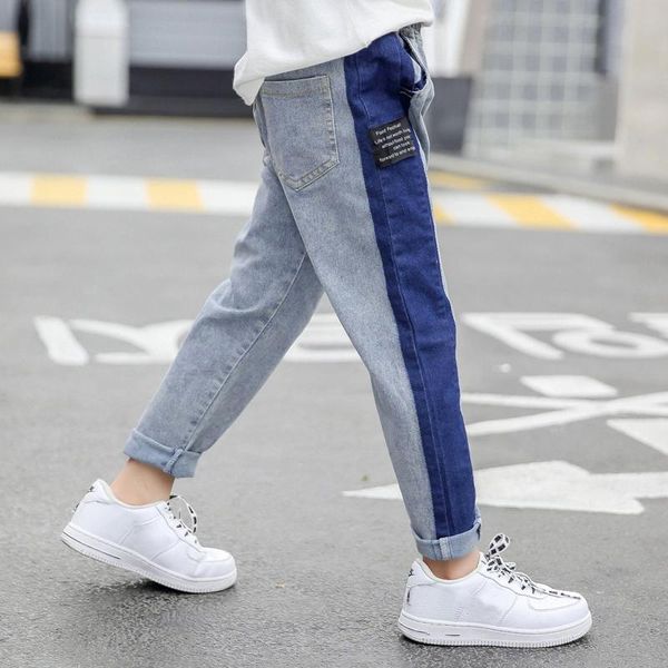 

jeans ienens spring kids denim pants light blue young boy cowboy trousers elastic waist causal clothes