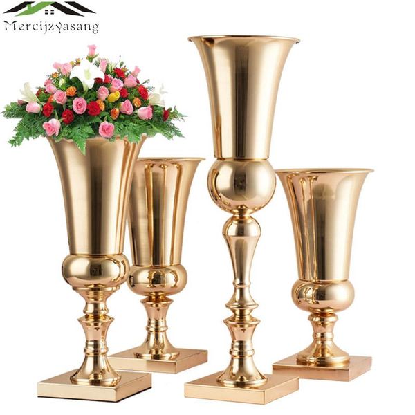 

vases 10pcs tablevase metal wedding flower vase/stand table/wedding centerpieces gold flowers/floor for party decoration 026