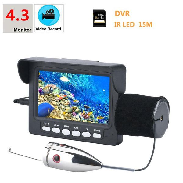 

gamwater stainless steel 4.3" inch dvr recorder 1000tvl underwater fishing video camera kit 6 pcs led ir lights 15m