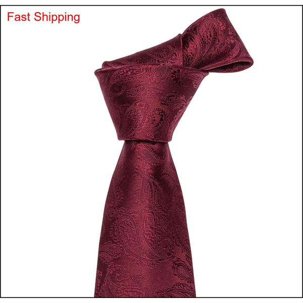 

fast shipping mens tie wine red paisley polyester jacquard woven tie set handkerchief cuffs fashion wholesale mee qyldea bdefashion, Black;blue