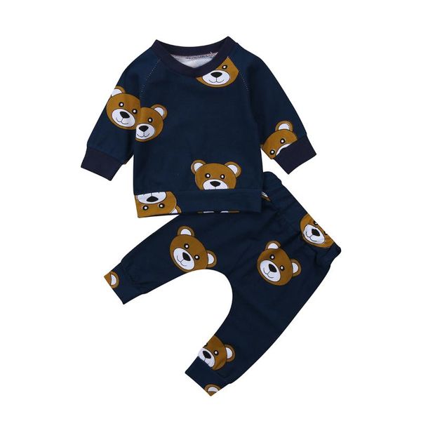 Комплекты одежды, 2 шт., футболка с надписью «Born Toddler Baby Boy Little Bear» + длинные штаны, леггинсы, комплект одежды