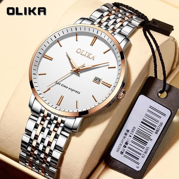 

wristwatches waterproof watch men's automatic calendar with luminous quartz casual business, Slivery;brown