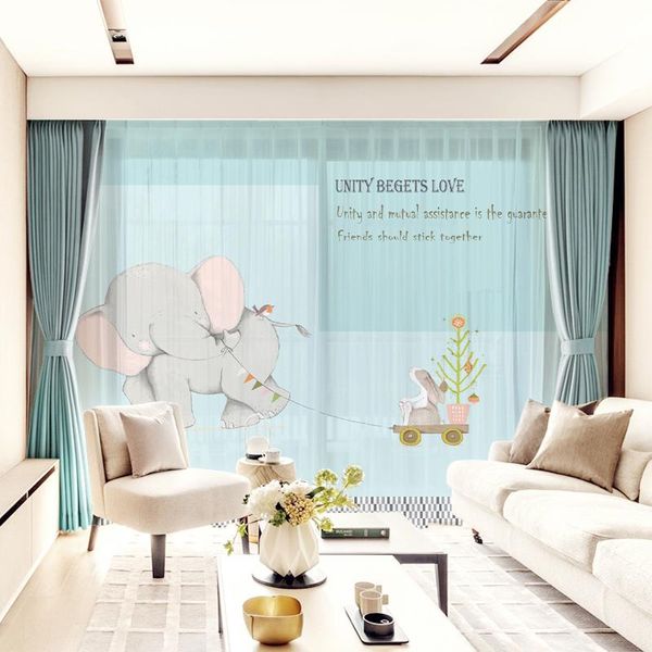 

curtain & drapes custom chiffon window drape for nursery kids children living room elephant khaki gray brown pink blue