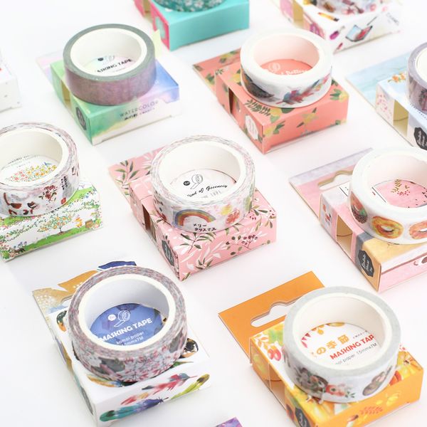 

3pieces/lot 1pcs kawaii hibiscus pattern hand account decorative water color washi tape office adhesive tape 1.5cm*7m stationery stickers