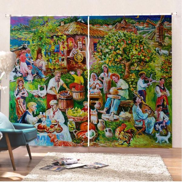 

curtain & drapes 2 panels oil painting window for living room bedroom 3d print polyester blackout decor gift