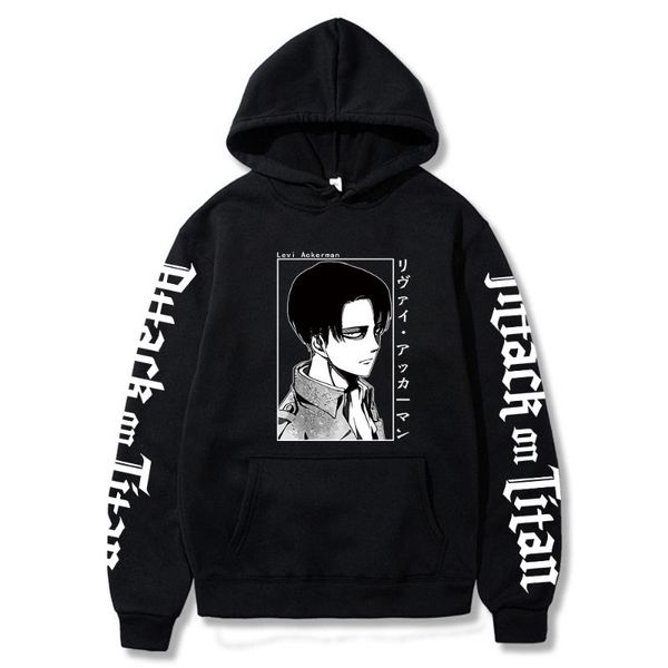 

men's hoodies & sweatshirts japan anime attack on titan ackerman women men harajuku cartoon funny boys cosplay print graphics oversized, Black