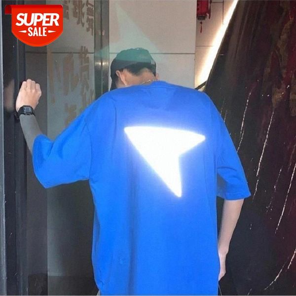 

t-shirt men short-sleeved summer reflective compassionate korean version of the trend of cotton round neck loose clothes tide #st7f, White;black