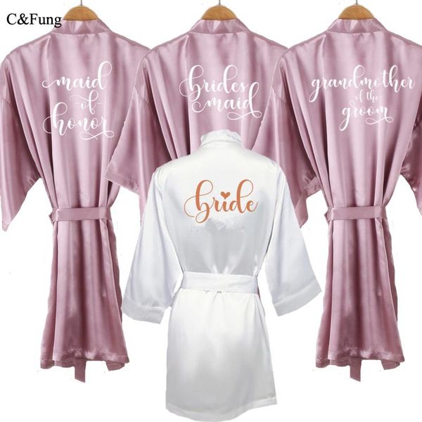 

women's sleepwear c&fung mauve robe bride kimono satin women soft lavender bridesmaid elegant writing getting ready wedding bridal part, Black;red