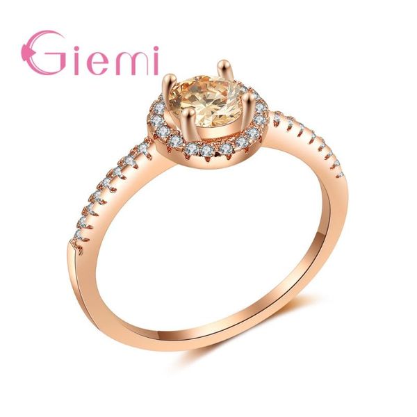 

wedding rings giemi paved super shiny crystal cubic zirconia rose gold color finger simple style jewelry for women bijoux, Slivery;golden