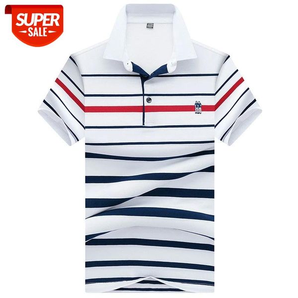 

Business Polo Male High Quality Cotton Summer Short Sleeve Polo Shirt British Style Casual Men's Fashion Lapel Stripe Shirt #xX5j, White;black