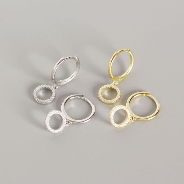 

yhe0124 s925 silver earrings women's inlaid diamond ins popular personality versatile circle earrings ear buckle, Golden
