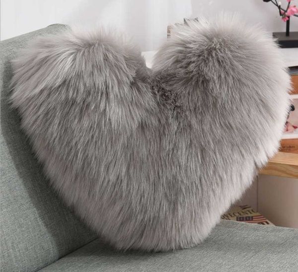 

pillow case style artificial wool fur heart shape cover fluffy sofa love waist