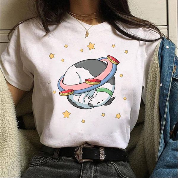 

kawaii women cat star print t shirt summer woman shirts fashion casual mujer tshirt female tee, White