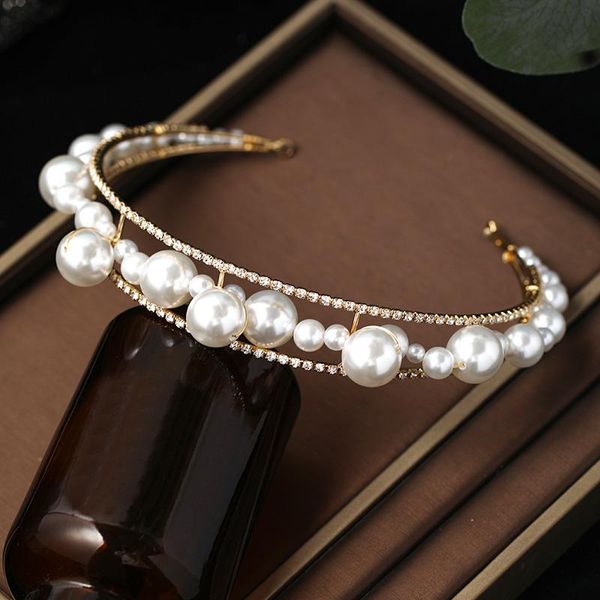 

hair clips & barrettes gold color bride tiaras headbands wedding perform handmade er crystal pearl women jewelry girls saling headpieces, Golden;silver