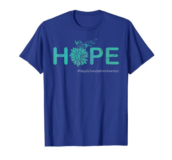 

hope butterfly ribbon polycystic ovary syndrome awareness ts, White;black