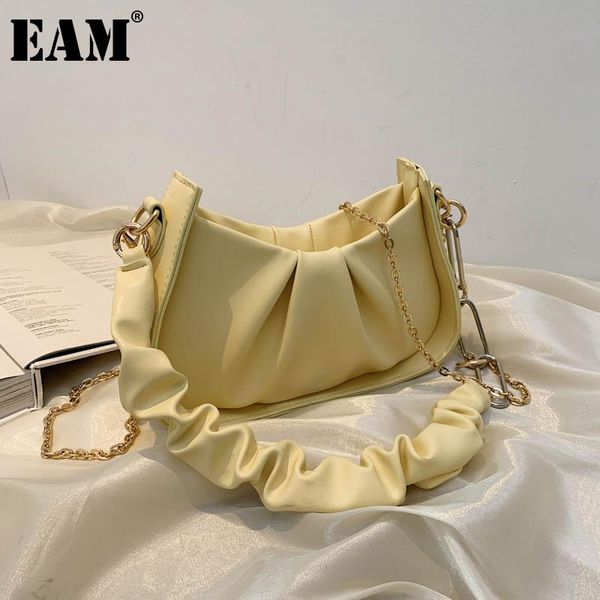 

evening bags [eam] women elegant wrinkled handbag pu leather flap personality all-match crossbody shoulder bag fashion tide 2021 18a3362