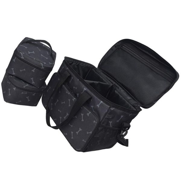 

dog car seat covers 3pcs bone pattern portable pet carrier food bag travel
