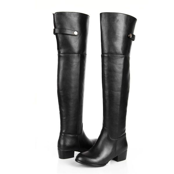 

boots qplyxco2021 genuine leather + pu womens in autumn winter fashion shoes over the knee solid zipper size 34-45, Black