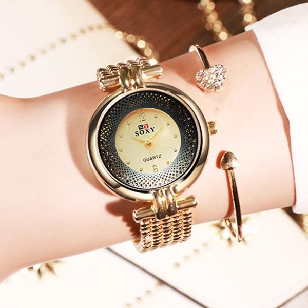 

wristwatches luxury woman watches rhinestone crystal analog quartz ladies sports clock dial mesh strap 2021 zegarki damskie#w, Slivery;brown