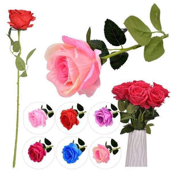 

decorative flowers & wreaths 1pcs branch artificial rose plant branches festival wedding home decoration multicolor tea roses vases flower