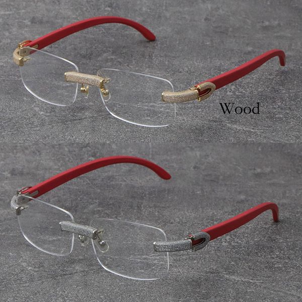 Оптовая продажа новых рамок древесины деревянные очки без проложены с бриллиантами без проложены reimless rimro
