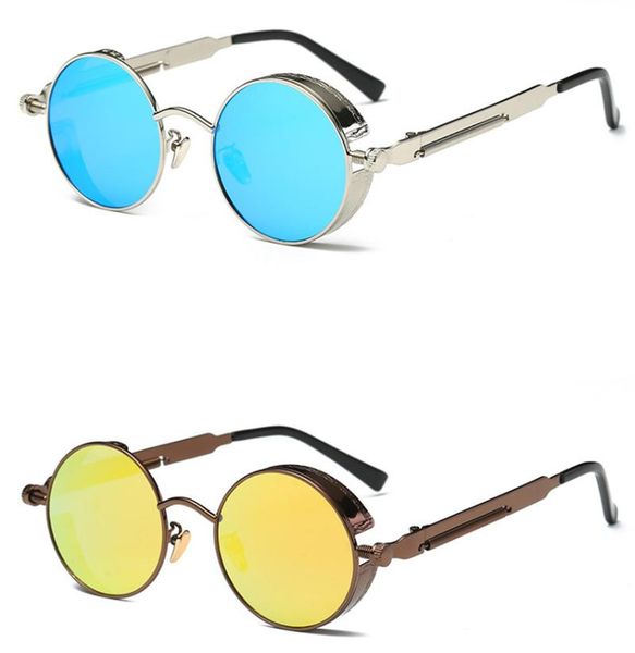 

sunglasses classic gothic steampunk night vision luxury men and women colorful round metal frame uv400, White;black