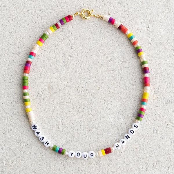 

chokers fashion color alphabet necklace handmade colorful stone short birthday gift for ladies friends bohemian jewelry, Golden;silver