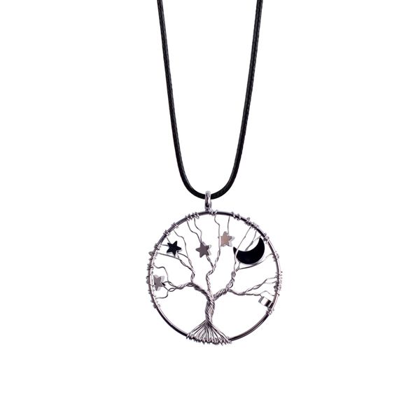 Stern Mond Lebensbaum Runde Anhänger Halskette weiblicher Sterling Silber Schmuck Halbmond Anhänger Für Frauen und Mädchen