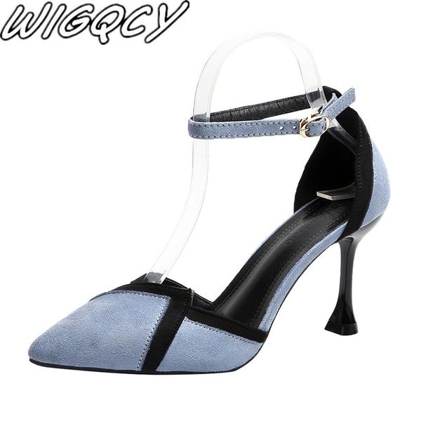 

summer pointed women pumps new hollow out buckle high heel sandals woman stiletto rome sandalen ladies casual shoes size 34-39, Black