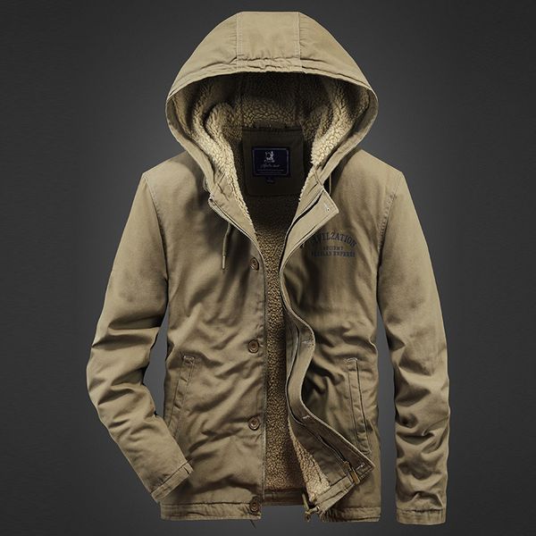 

male fall/winter padded jacket tooling cotton-padded jacket mens corduroy lapel pure cotton padded jacket casual hooded men jac, Black