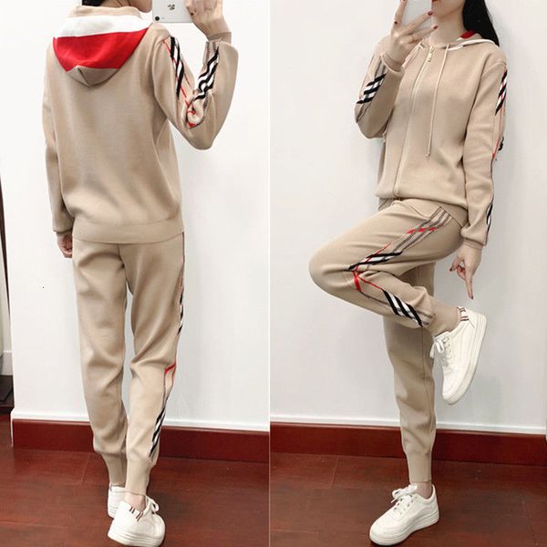 

women's tracksuits female t-shirt from two pieces spring fall cikj, Gray