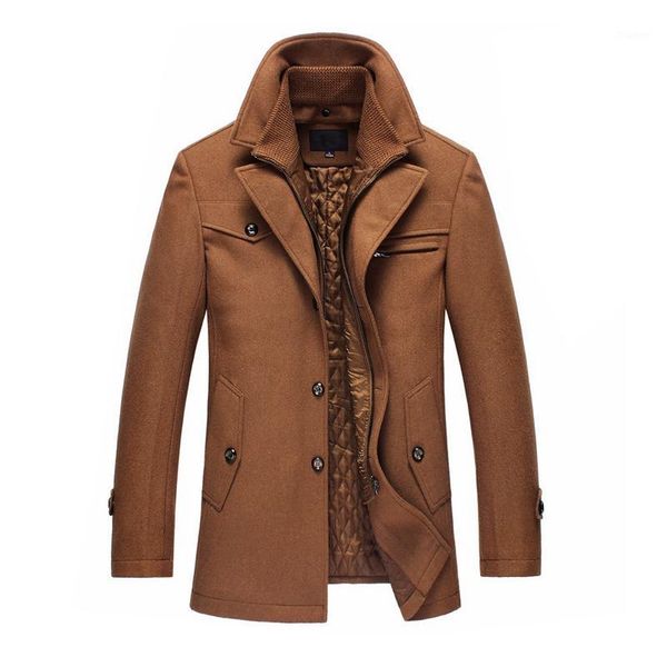 

tide men's thick padded jacket coat men winter padded wool jackets coats removable quilted lining button wool blends pea coat1, Black